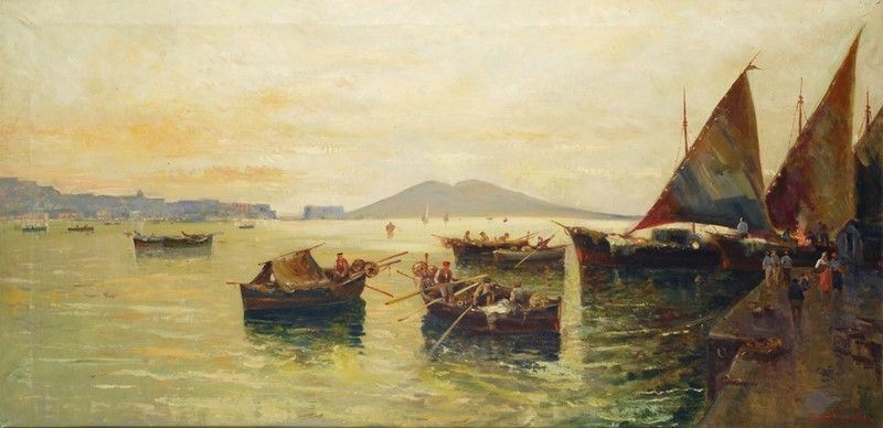 Fausto Pratella - Napoli, Pescatori e Barche nel Golfo