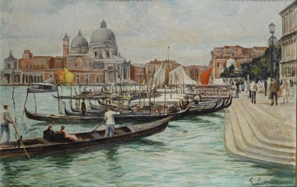 Eugenio Scorzelli : Gondole a Venezia  - Olio su legno - Auction ASTA FUORI ASTA - Galleria Pananti Casa d'Aste