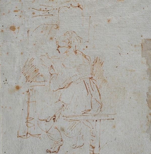 Scuola Italia Centrale, XVI sec. : Studio di figura  - Inchiostro su carta - Auction STORART - I - Galleria Pananti Casa d'Aste