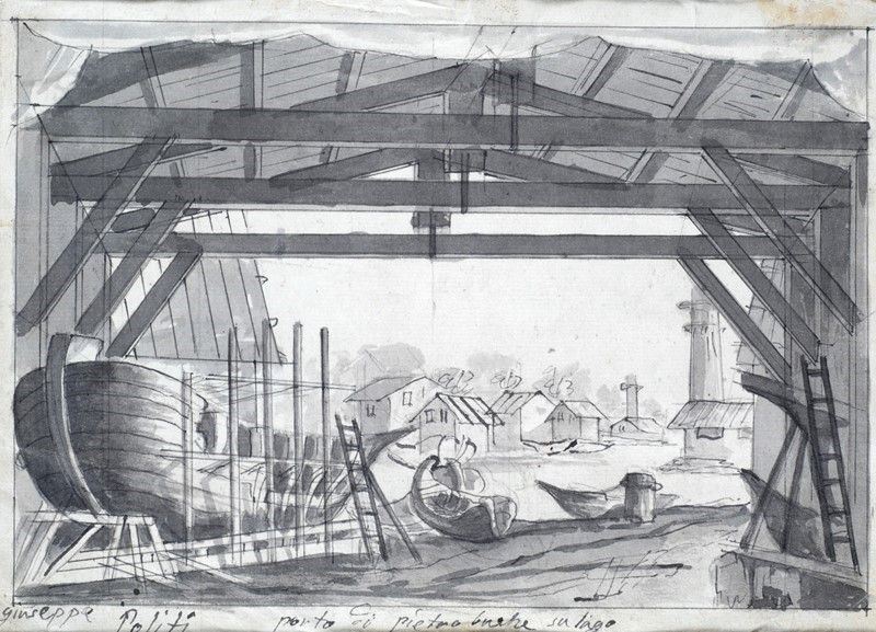 Giuseppe Politi - Porto di San Pietro, Barche sul Lago