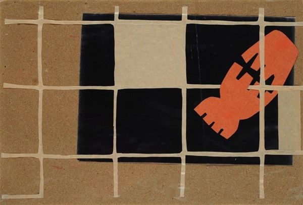 Giuseppe Capogrossi : SUP. CP 333  (1970-71)  - Collage su carta - Asta STORART - ARTE MODERNA E CONTEMPORANEA - IV - Galleria Pananti Casa d'Aste