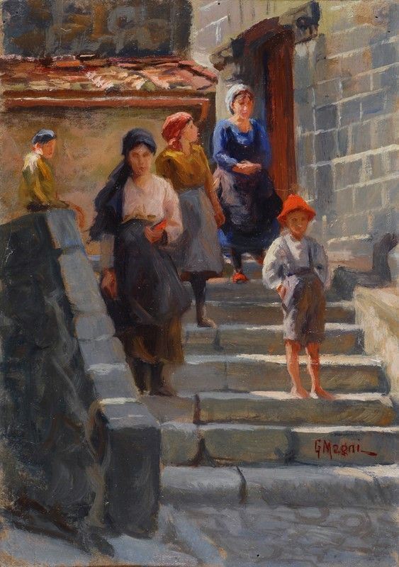 Giuseppe Magni - Figure sulla scalinata