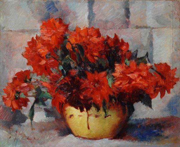Corrado Michelozzi : Vaso di fiori  - Olio su tavola - Auction ASTA FUORI ASTA - Galleria Pananti Casa d'Aste
