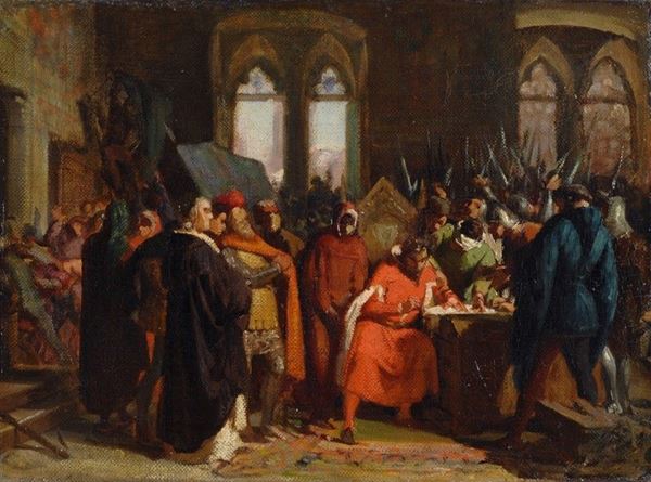Stefano Ussi : La strategia prima della battaglia  - Olio su tela - Auction STORART - AUTORI DEL XIX E XX SEC - III - Galleria Pananti Casa d'Aste