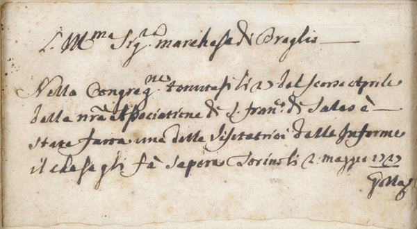 Lettera manoscritta Anonimo XVI sec. 