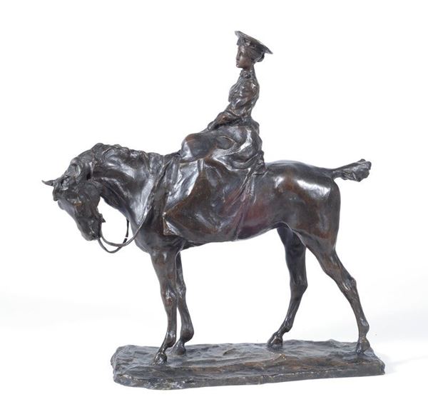 Paolo Troubetzkoy : Figura a cavallo  - Bronzo - Asta AUTORI DEL XIX E XX SEC - II - Galleria Pananti Casa d'Aste