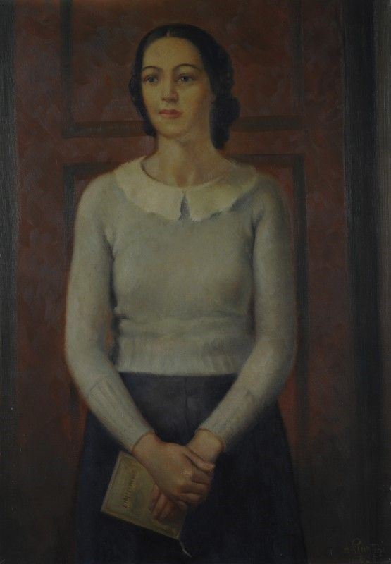 Aldo Piantini : Ritratto di signora con libro  (1935)  - Olio su tela - Auction STORART - UNA PREZIOSA COLLEZIONE TOSCANA - II - Galleria Pananti Casa d'Aste