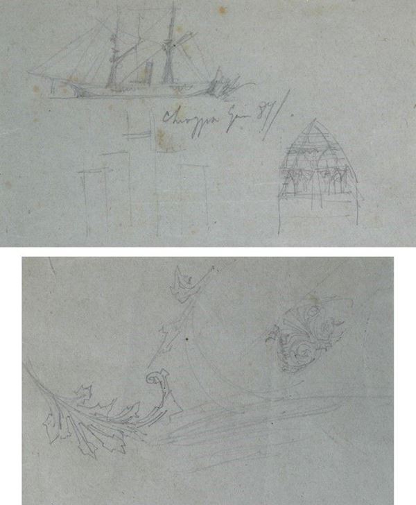 Pietro Toppi : Coppia di bozzetti   (1891)  - Matita su carta - Asta STORART - UNA PREZIOSA COLLEZIONE TOSCANA - II - Galleria Pananti Casa d'Aste