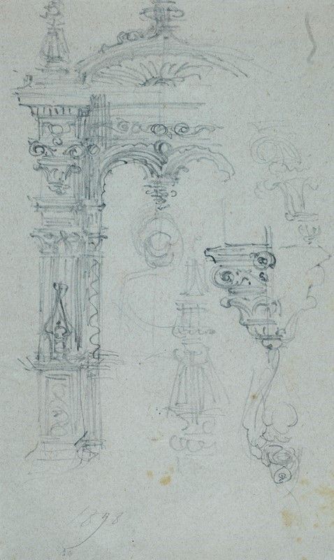Pietro Toppi - Studio di Bifora del Duomo di Milano