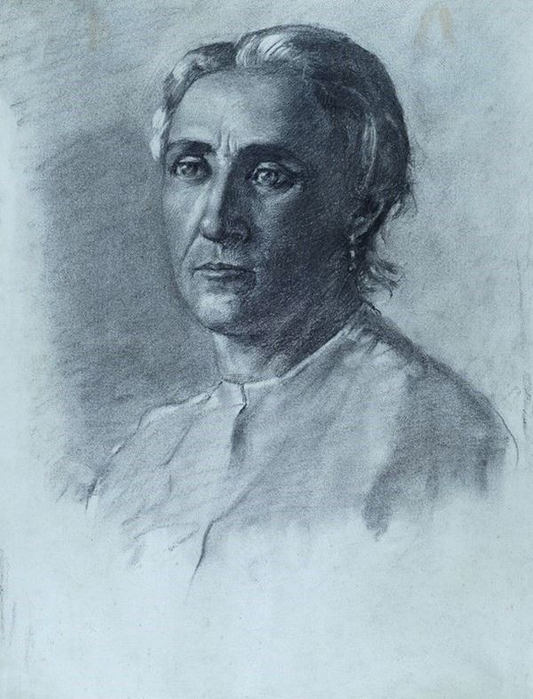 Ada Maioli Invernizi : Ritratto di donna  - Carboncino su carta - Auction UNA PREZIOSA COLLEZIONE TOSCANA - Galleria Pananti Casa d'Aste