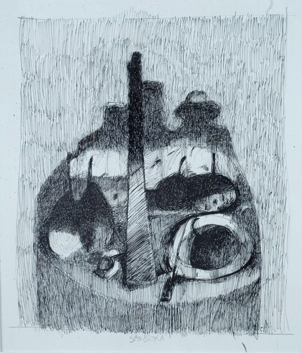 Giorgio Sansoni : Natura morta  (1974)  - Inchiostro su carta - Auction STORART - UNA PREZIOSA COLLEZIONE TOSCANA - II - Galleria Pananti Casa d'Aste