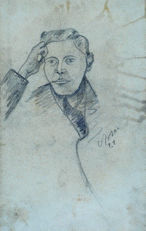 Ottone Rosai : Volto  (1921)  - Matita su carta - Asta STORART - UNA PREZIOSA COLLEZIONE TOSCANA - II - Galleria Pananti Casa d'Aste