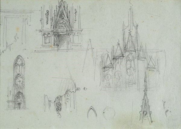 Pietro Toppi - Milano Duomo, Studio di guglie