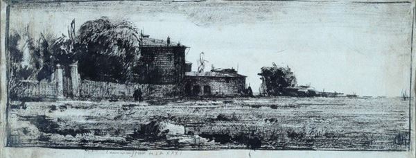 Pietro Annigoni : Paesaggio  (1931)  - Inchiostro su carta - Asta STORART - UNA PREZIOSA COLLEZIONE TOSCANA - II - Galleria Pananti Casa d'Aste