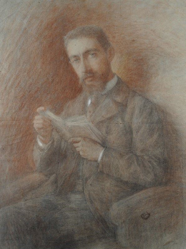 Anonimo, XIX sec. : Uomo che legge  - Pastelli su carta - Asta AUTORI DEL XIX E XX SEC - Galleria Pananti Casa d'Aste