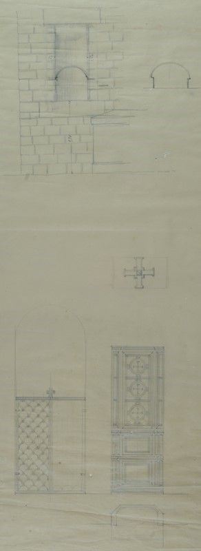 G. Castellucci : Studio per elementi architettonici  - Matita su carta - Asta UNA PREZIOSA COLLEZIONE TOSCANA - Galleria Pananti Casa d'Aste