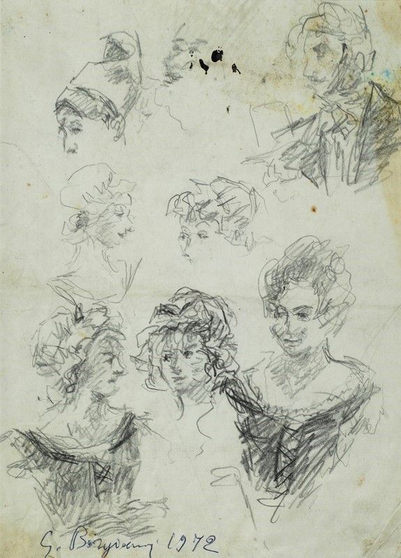 Guido Borgianni : Figure  (1972)  - Matita su carta - Auction UNA PREZIOSA COLLEZIONE TOSCANA - Galleria Pananti Casa d'Aste