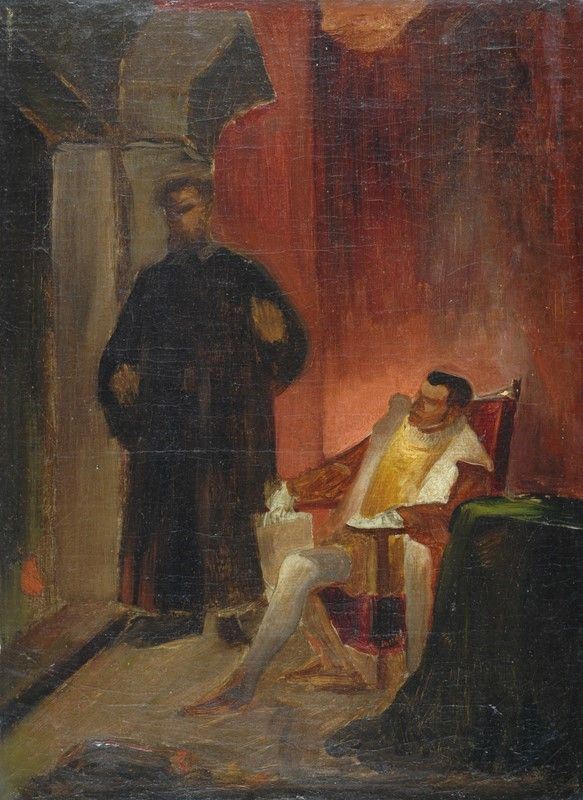 Attr. a Antonio Puccinelli : Corte dello Sforza a Milano  - Olio su tela - Auction STORART - UNA PREZIOSA COLLEZIONE TOSCANA - II - Galleria Pananti Casa d'Aste
