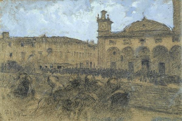 Cesare Ciani : Impruneta  - Charcoal and tempera on paper - Auction AUTHORS OF XIX AND XX CENTURY - Galleria Pananti Casa d'Aste