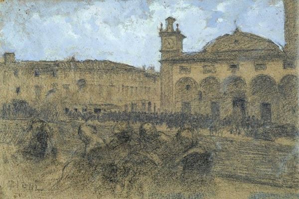 Cesare Ciani : Impruneta  - Carboncino e tempera su carta - Auction ASTA FUORI ASTA - Galleria Pananti Casa d'Aste