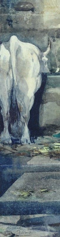 Michele Ortino : Cow  - Watercolor on paper - Auction AUTHORS OF XIX AND XX CENTURY - Galleria Pananti Casa d'Aste