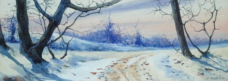 Anonimo, XX Sec. - Paesaggio con Neve