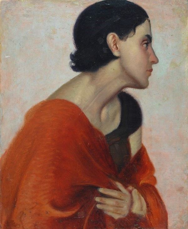 Primo Conti : Ritratto di Paolina  - Olio su tela - Auction UNA PREZIOSA COLLEZIONE TOSCANA - Galleria Pananti Casa d'Aste