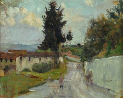 Strada di Campagna con Figure