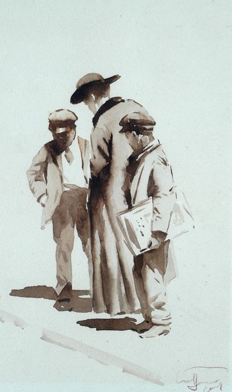Aurelio Craffonara : Buoni consigli  (1941)  - China acquerellata su carta - Asta STORART - UNA PREZIOSA COLLEZIONE TOSCANA - II - Galleria Pananti Casa d'Aste
