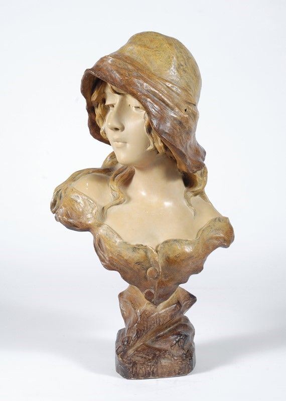 Georges    Morin : Testa di ragazza  - Terracotta policroma - Auction ASTA FUORI ASTA - Galleria Pananti Casa d'Aste