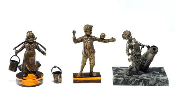 Anonimo, XIX sec. - Bambino con vaso, Piccola acquaiola, Giocoliere