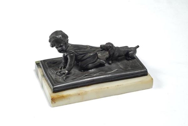 Anonimo, XX sec. : Bimbo con cane  - Auction FURNISHINGS AND OBJECTS - Galleria Pananti Casa d'Aste