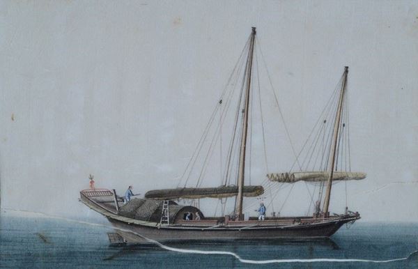 Anonimo, inizi XIX sec. : Imbarcazione  - Pastello su carta - Asta ASTA FUORI ASTA - Gioielli, Disegni e dipinti antichi, del XIX sec, del XX sec. e Contemporanei - Galleria Pananti Casa d'Aste