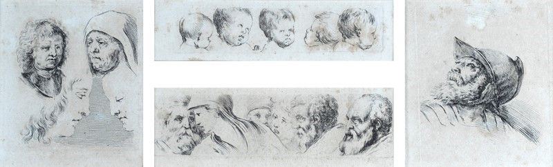 Stefano della Bella - Lotto Composto da Quattro Stampe All'acquaforte