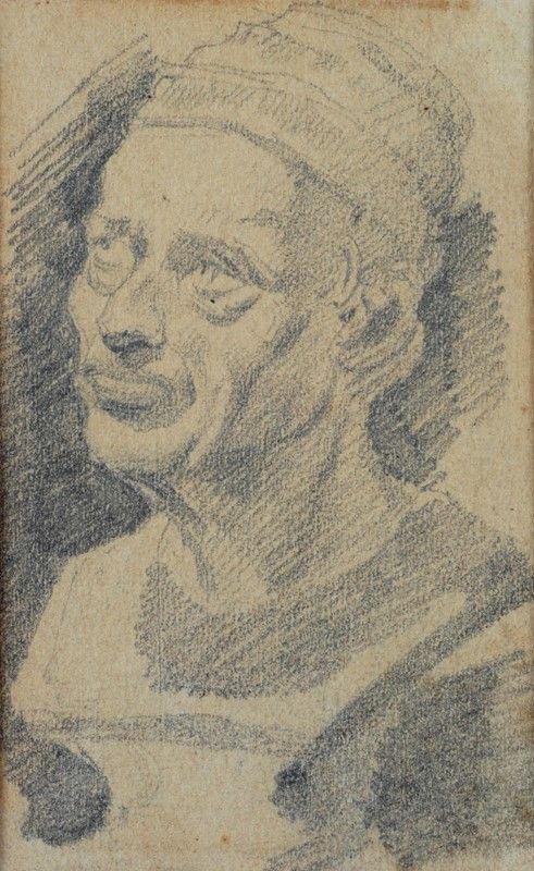 Amadio Vignali : Studio di busto  (1887)  - Matita su carta - Asta STORART - UNA PREZIOSA COLLEZIONE TOSCANA - II - Galleria Pananti Casa d'Aste