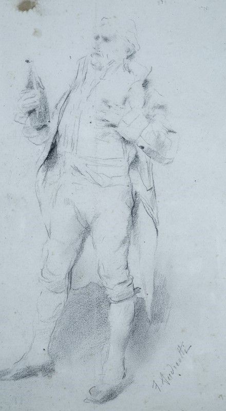 Federico Andreotti : Il bevitore  - Matita su carta - Auction STORART - UNA PREZIOSA COLLEZIONE TOSCANA - II - Galleria Pananti Casa d'Aste