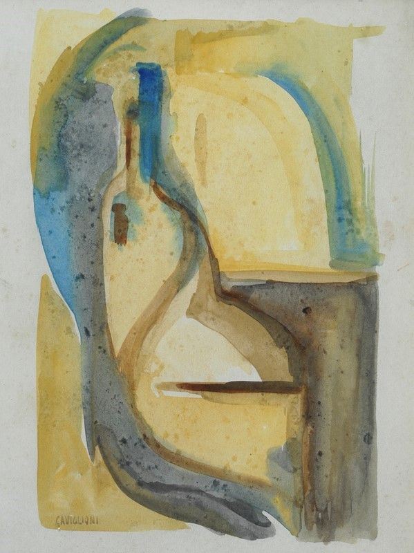 Angelo Caviglioni : Bottiglia  ((1930))  - Acquerello su carta - Asta STORART - ARTE MODERNA E CONTEMPORANEA - IV - Galleria Pananti Casa d'Aste