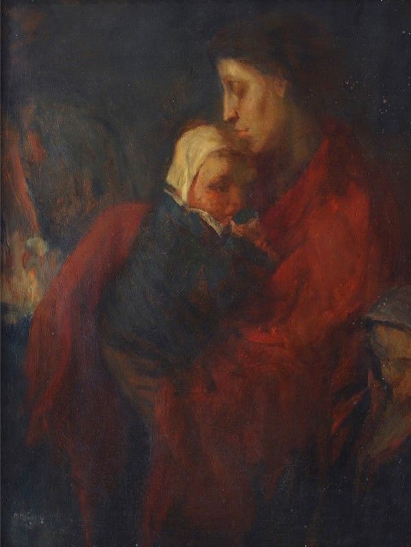 Felice Carena : Maternità  (1905)  - Olio su tela - Auction Arte Moderna e Contemporanea - III - Galleria Pananti Casa d'Aste
