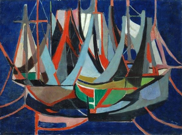 Enrico Paulucci : Barche a vela  (1951)  - Olio su tela - Auction Arte Moderna e Contemporanea - III - Galleria Pananti Casa d'Aste