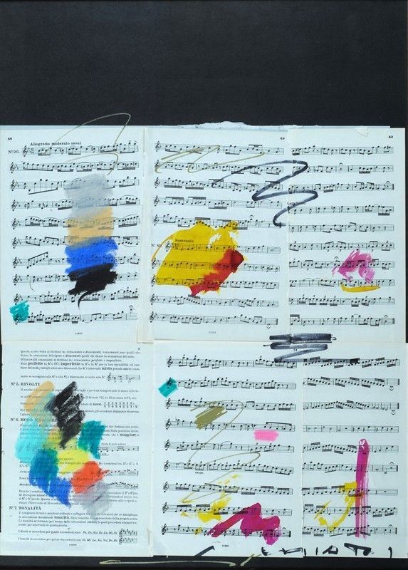Giuseppe Chiari : Spartiti  - Tecnica mista e collage su cartoncino - Auction Arte Moderna e Contemporanea - III - Galleria Pananti Casa d'Aste