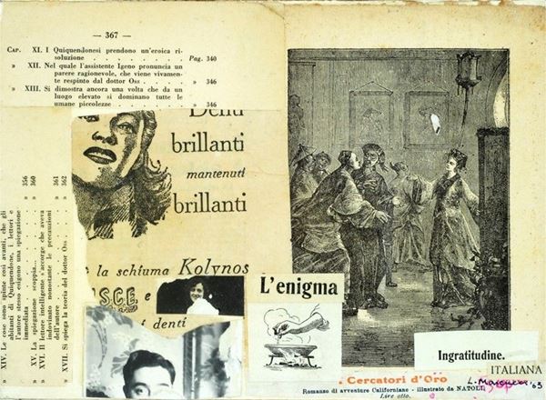 Lucia Marcucci : L'enigma  (1963)  - Collage su cartoncino - Asta Arte Moderna e Contemporanea - III - Galleria Pananti Casa d'Aste