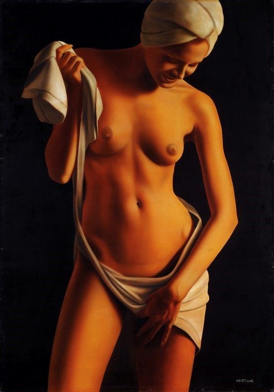 Luciano Ventrone : Nudo  - Olio su tela - Asta Arte Moderna e Contemporanea - III - Galleria Pananti Casa d'Aste