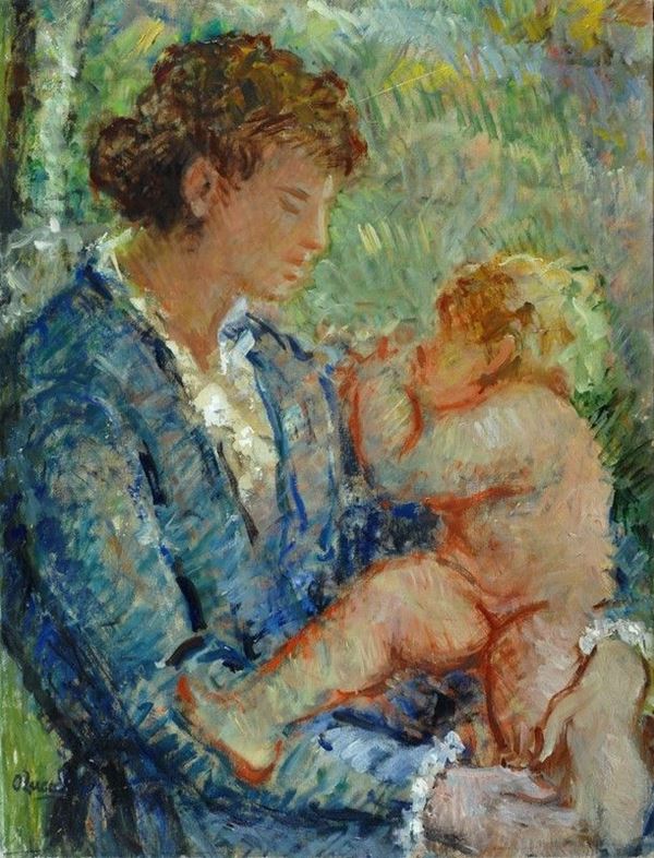 Oreste Zuccoli : Maternità  - Olio su tela - Auction Arte Moderna e Contemporanea - III - Galleria Pananti Casa d'Aste