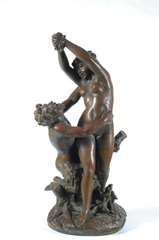 Anonimo, XX sec. : Satiro e ninfa  - Terracotta - Auction AUTORI DEL XIX E XX SEC - II - Galleria Pananti Casa d'Aste