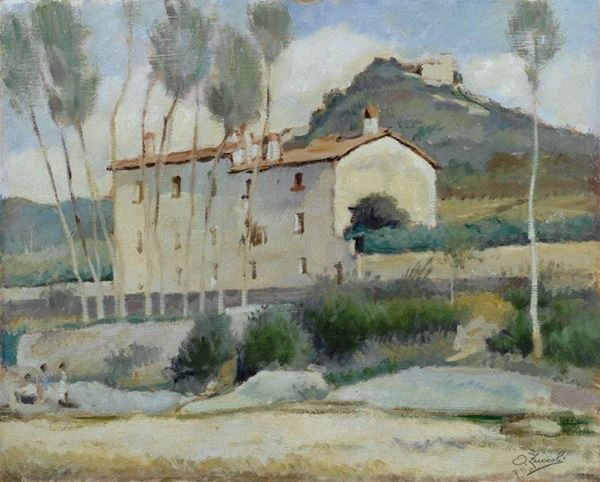 Oreste Zuccoli : Paesaggio  - Olio su legno - Auction Arte Moderna e Contemporanea - III - Galleria Pananti Casa d'Aste