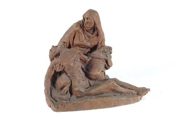 Anonimo, XX sec. : Pietà  - Terracotta  - Asta Arte Moderna e Contemporanea - III - Galleria Pananti Casa d'Aste