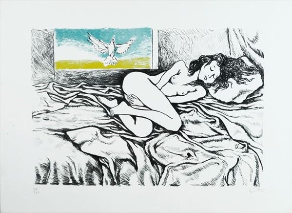 Renato Guttuso : Nudo di donna  - Litografia - Asta GRAFICA ED EDIZIONI - Galleria Pananti Casa d'Aste