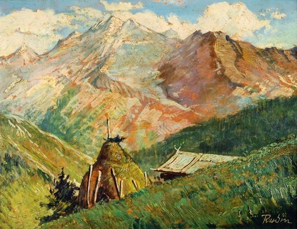 Anonimo, XIX sec. - Paesaggio montano