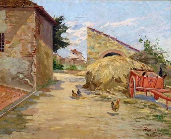 Arturo Pagliai - Scorcio di cascinale a Mezzomonte