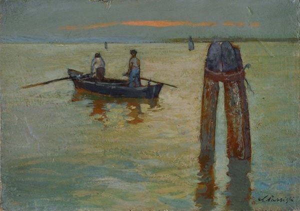 Carlo Passigli - Bricole e barca in laguna
